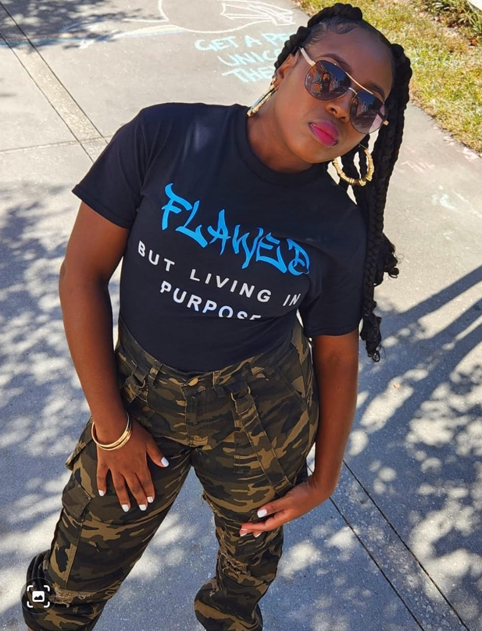 Flawed but Living in PURPOSE Blue Shirt (Pre-Order)