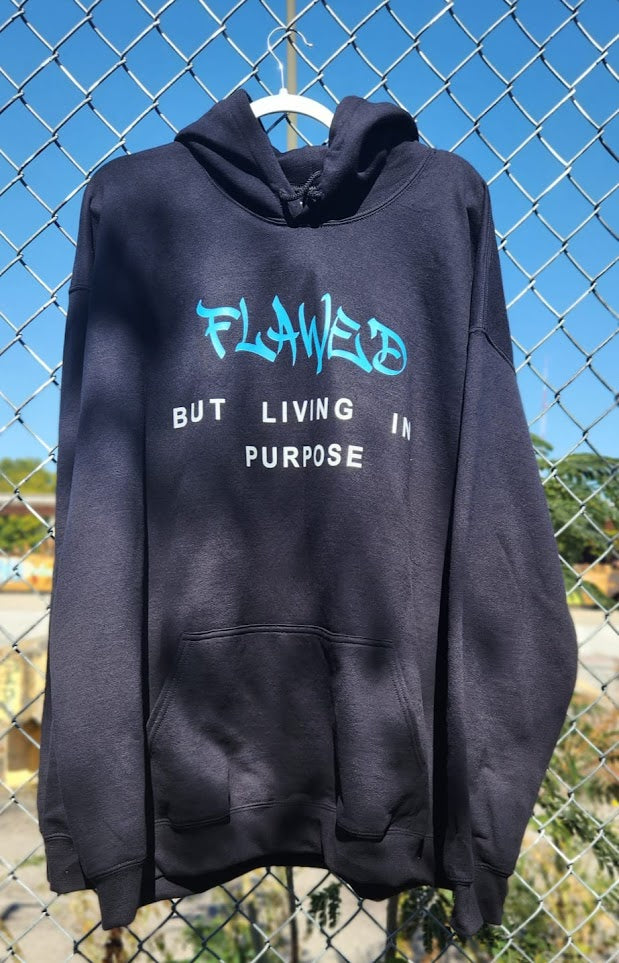 Flawed but Living in PURPOSE Blue Hoodie (Pre-Order)